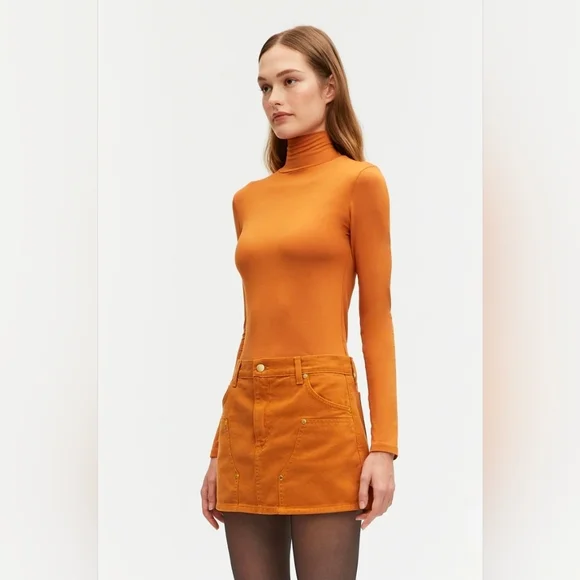 Renggli Mockneck Long Sleeve Shirt Ochre Orange Size Large - Picture 4 of 11